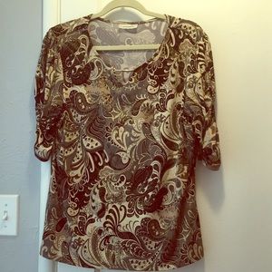 Blouse - flowwy, all-season, gold piping